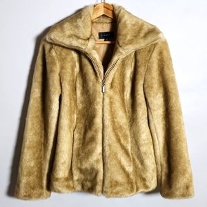 Braetan Tan Zip up Faux Fur Coat - Small
